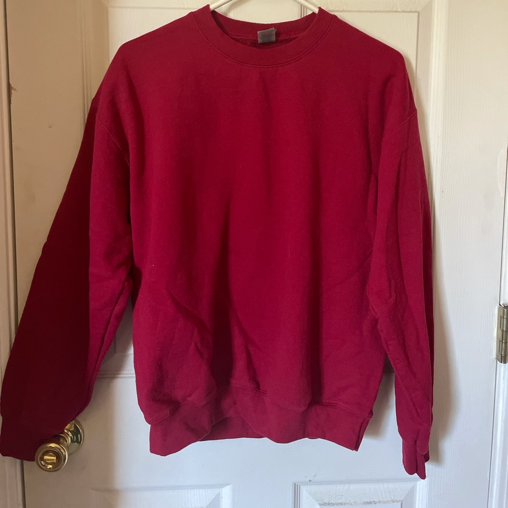Red crew neck sweatshirt
